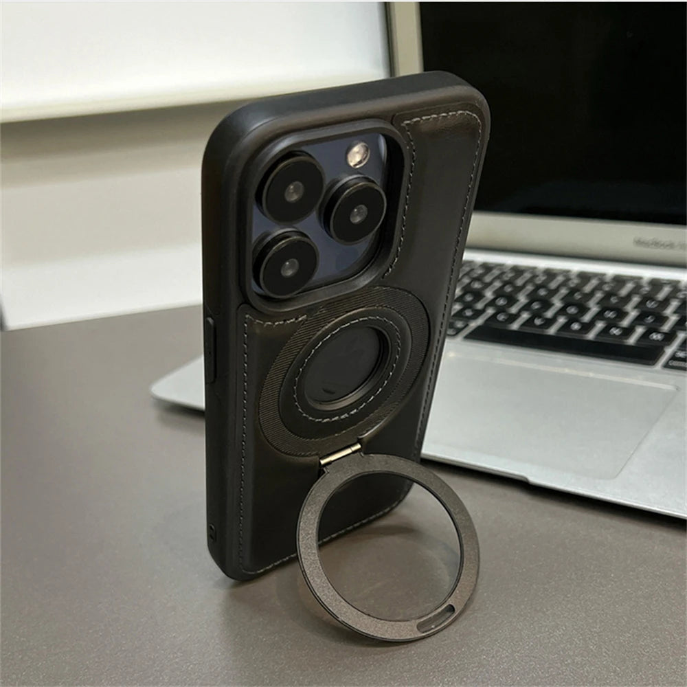 Magnetic Stand Leather Phone Case For iPhone 16 Cover