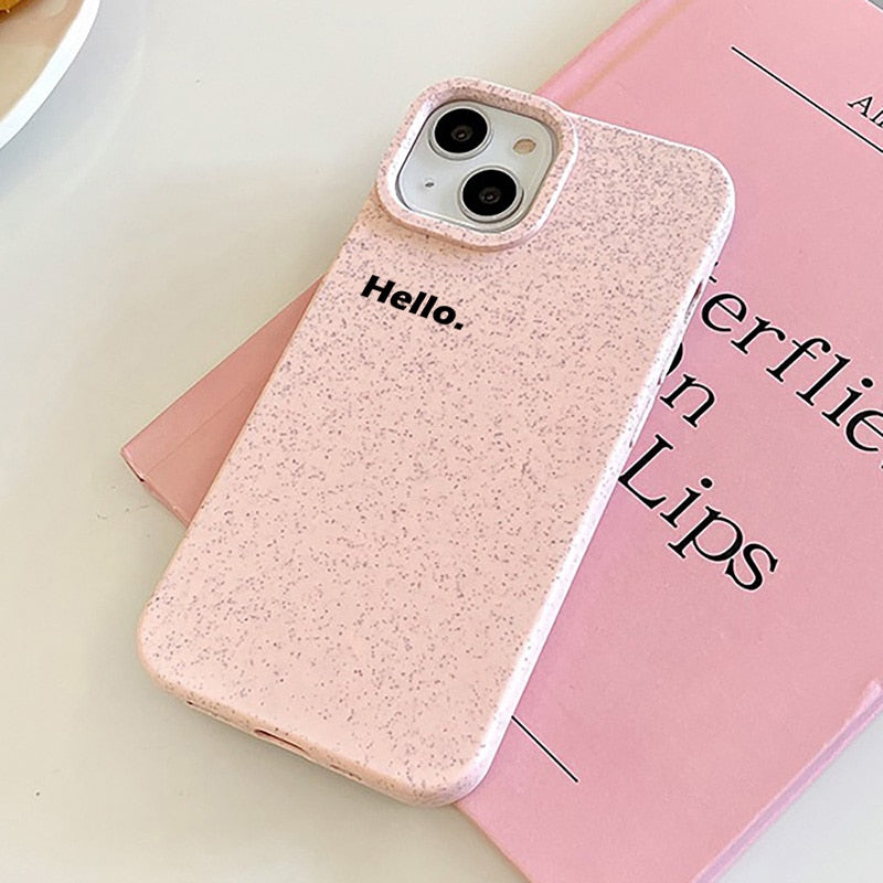 iPhone 15 14 13 12 Simple Hello Letter Phone Case