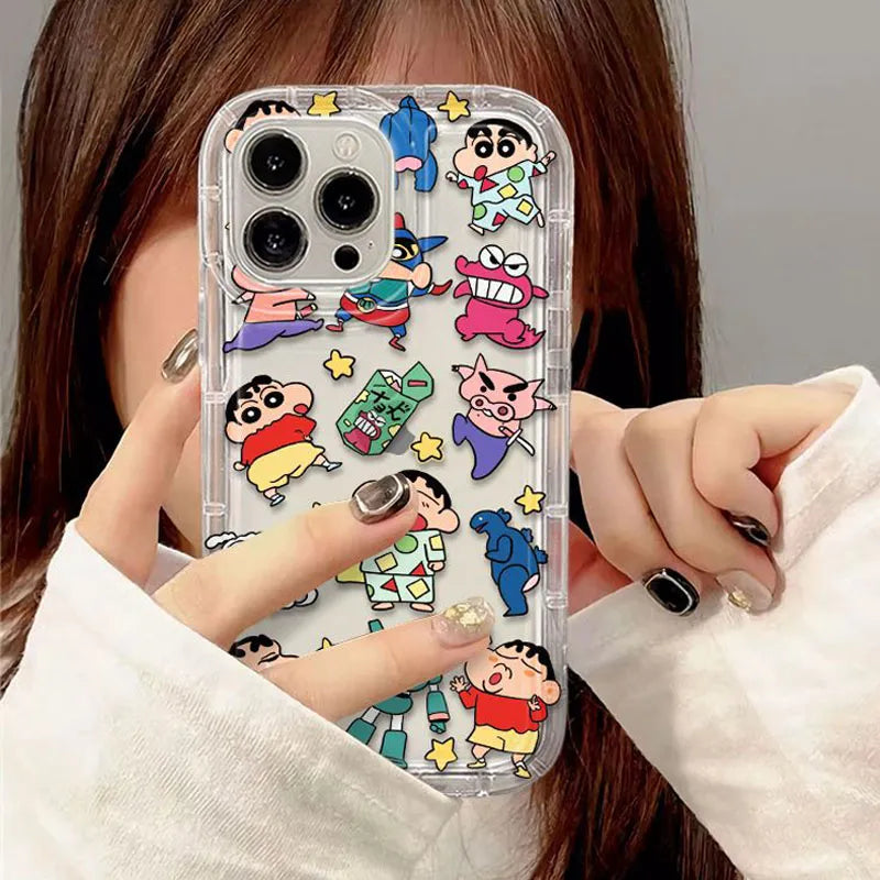 Phone Case for iPhone 15 14 13 12 Pro Max Plus Cartoon Clear Silicone Cover