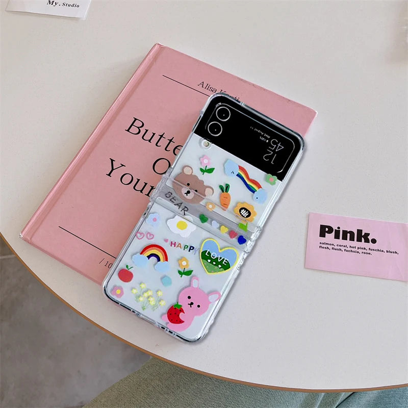 Cartoon Bracelet Phone Case For Samsung Galalxy Z Flip 3 4 5 Cover