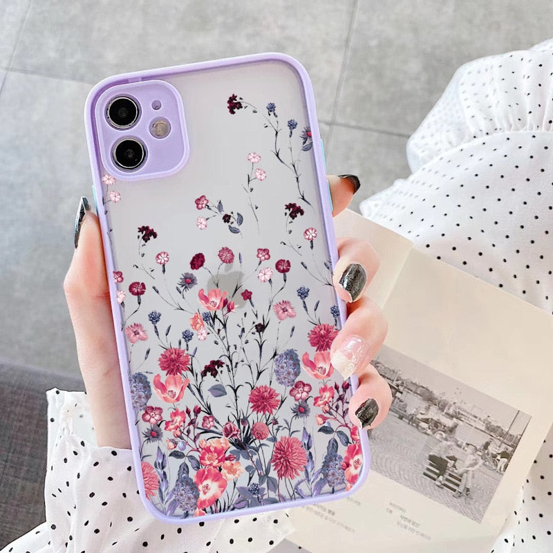 Flower Phone Case for iphone 12 13 14 Pro Max 14 Plus Back Shockproof Cover