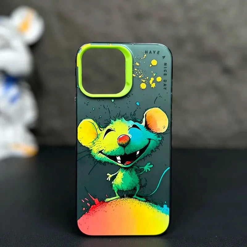 iPhone13 15 14 Pro Max Fashion iPhone Case Cartoon Animal Pattern Matte