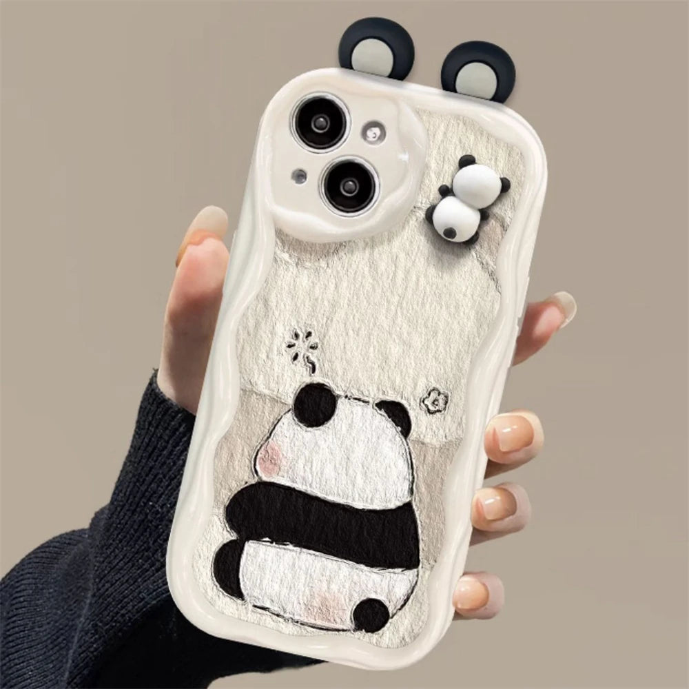 Cute Panda Case For iPhone 15 14 13 12 Pro Max Cover