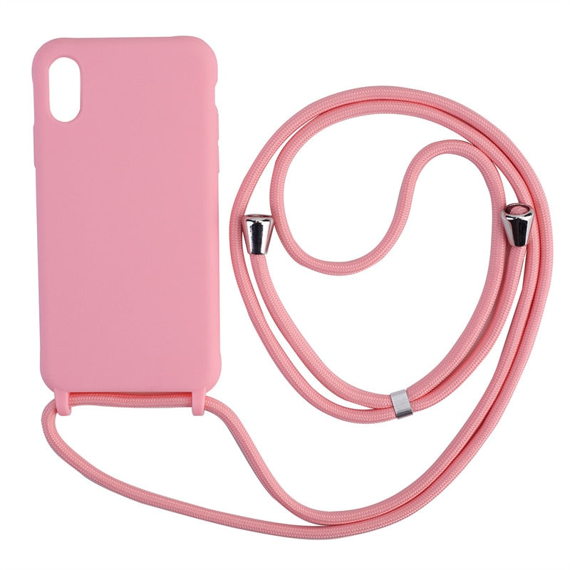 Liquid Silicone Crossbody Lanyard Phone Case For iPhone 15 14 13 12 Pro Max Plus