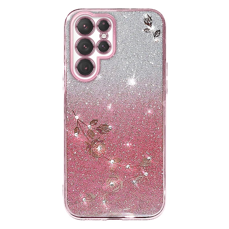 Glitter Flower Case For Samsung Galaxy Soft Cover