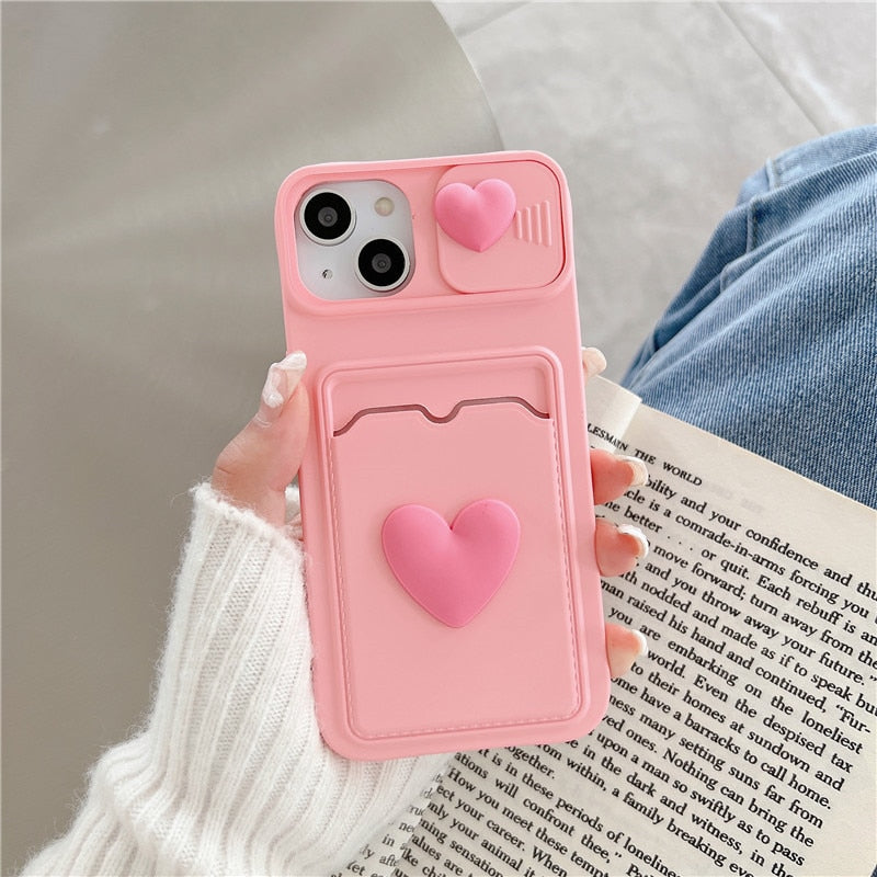 CuteSilicone Wallet Card Case For iPhone 14 13 12 Pro Max Plus Cover