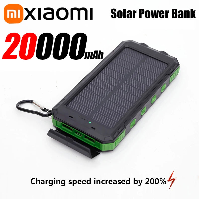 Solar Power Bank Portable Large Capacity Charger Compatible with Fast Charging