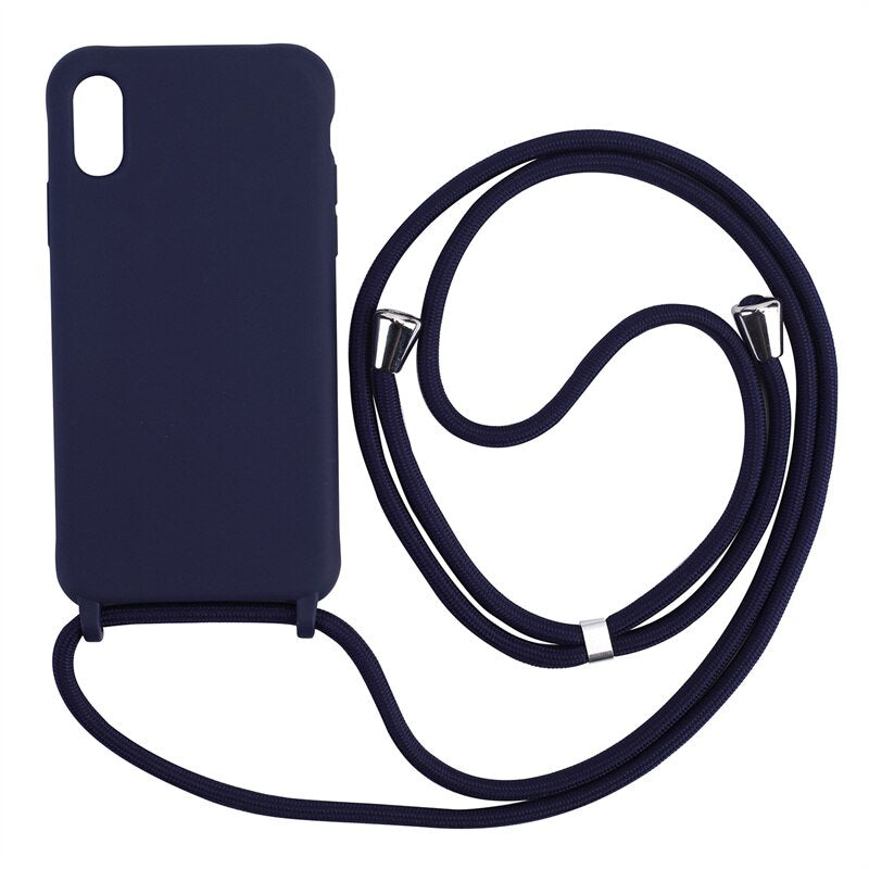 Liquid Silicone Crossbody Lanyard Phone Case For iPhone 15 14 13 12 Pro Max Plus