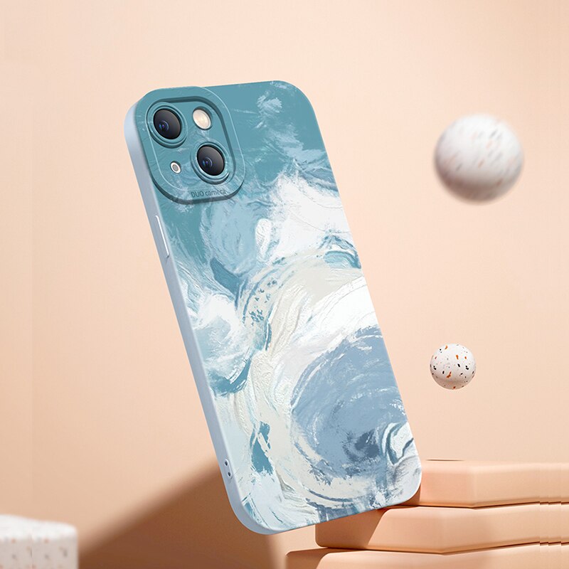 Watercolor Painting Case For iPhone 12 13 14 15 Pro Max Plus Cover