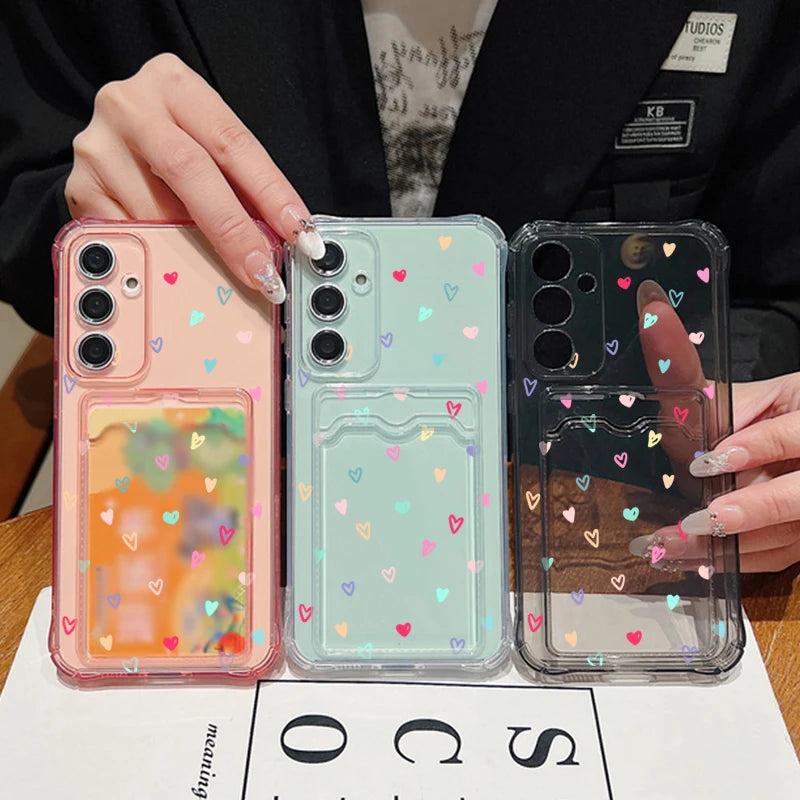 Card Slot Love Heart Case For Samsung Galaxy