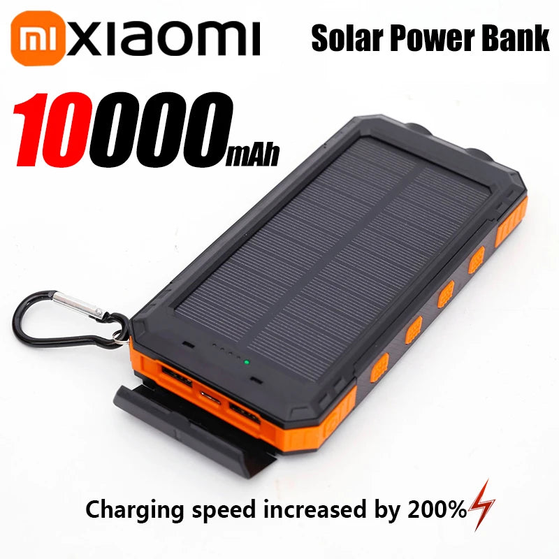 Solar Power Bank Portable Large Capacity Charger Compatible with Fast Charging