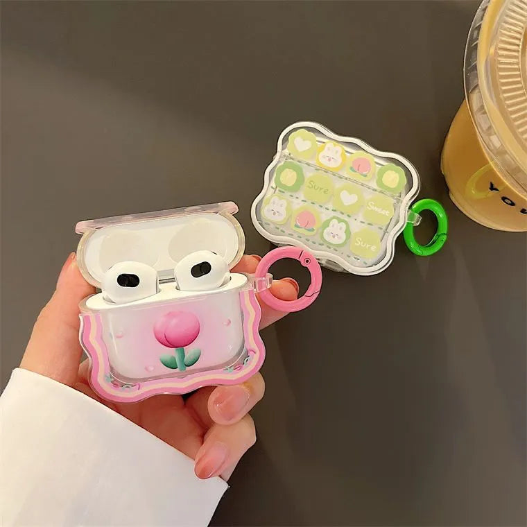 Cartoon Headphone Cover For Airpods 1 2 3 Earphone Case For Airpod Pro 2nd Keyring