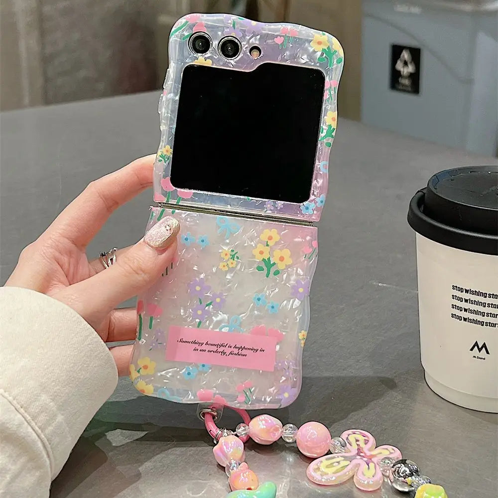 Flower Case With Bracelet Cover For Galaxy Z Flip 4 Z Flip3