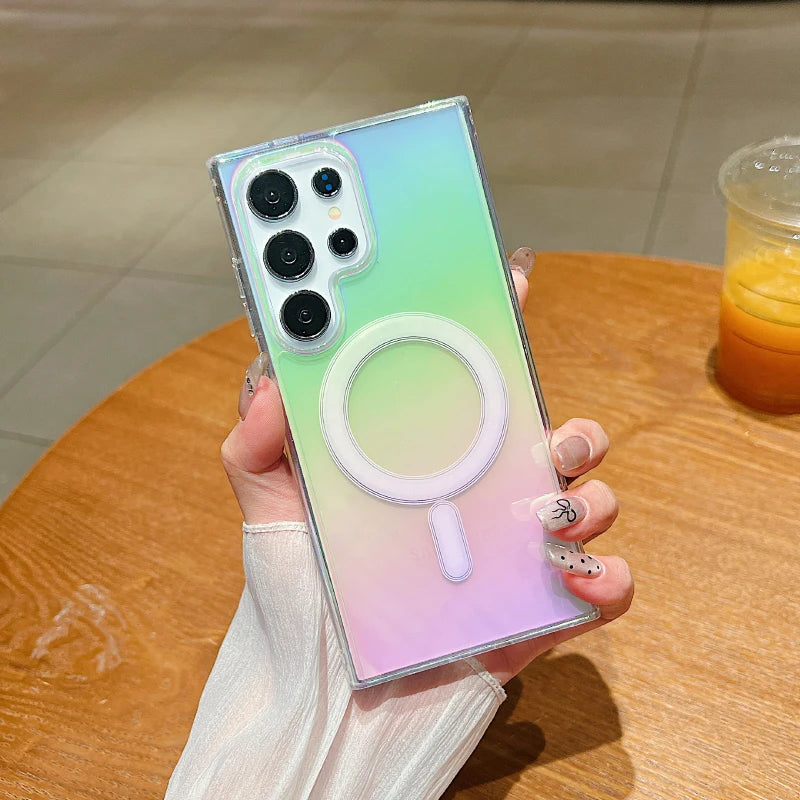 For Magsafe Magnetic Soft Rainbow Phone Case