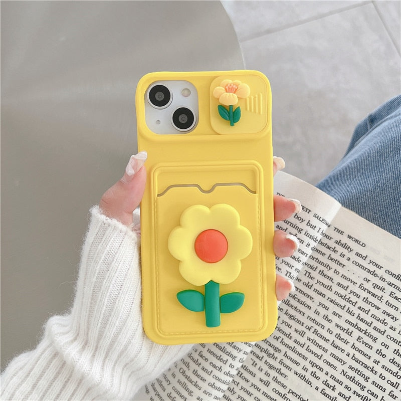 CuteSilicone Wallet Card Case For iPhone 14 13 12 Pro Max Plus Cover