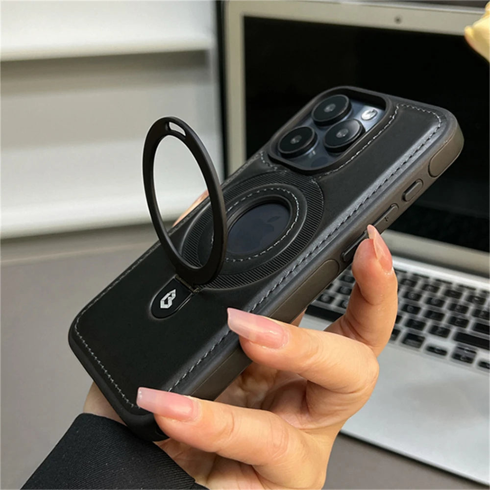 Magnetic Stand Leather Phone Case For iPhone 16 Cover