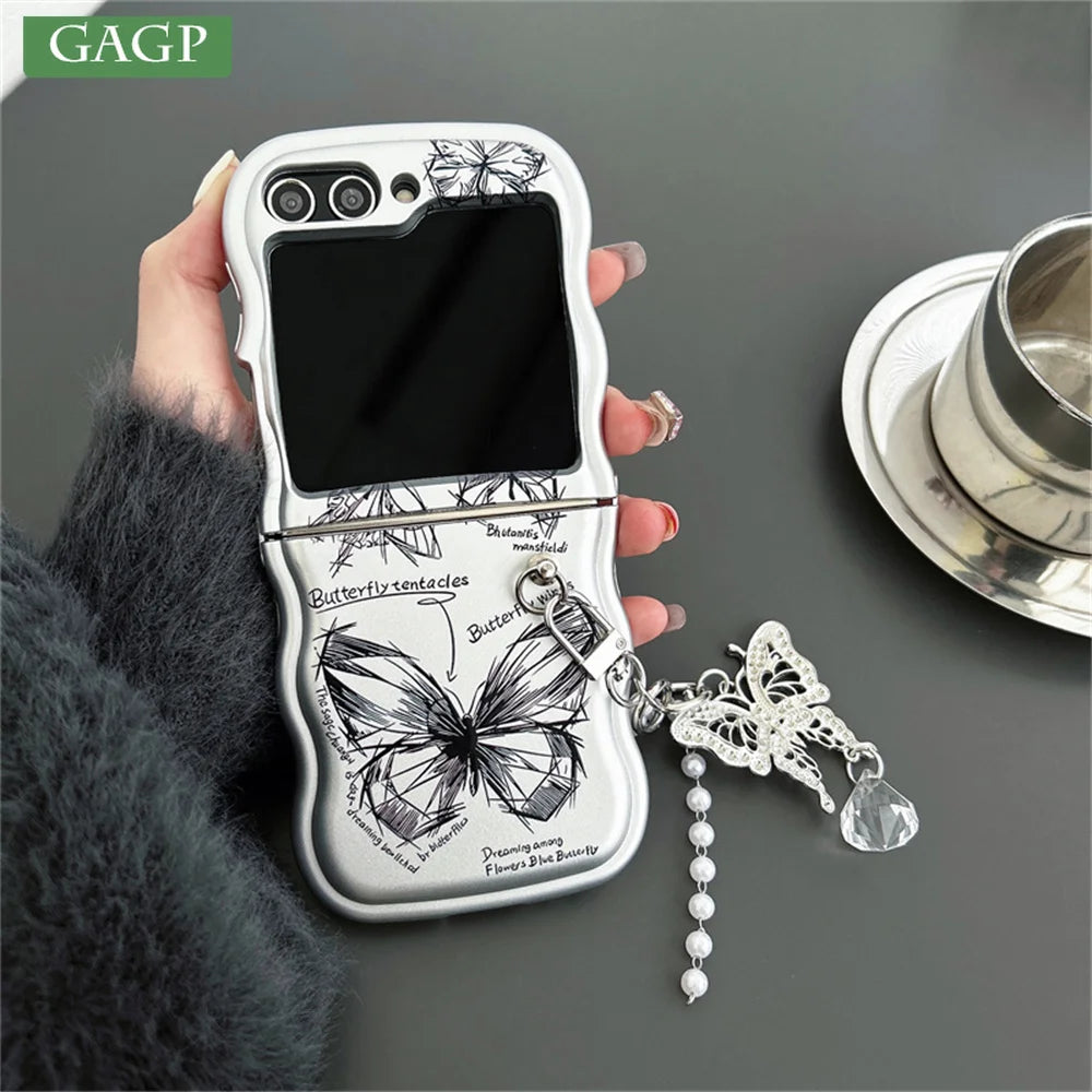 Butterfly Phone Case For Samsung Galaxy Z Flip 5 Z Flip 4 Flip 3 Silicone Cover