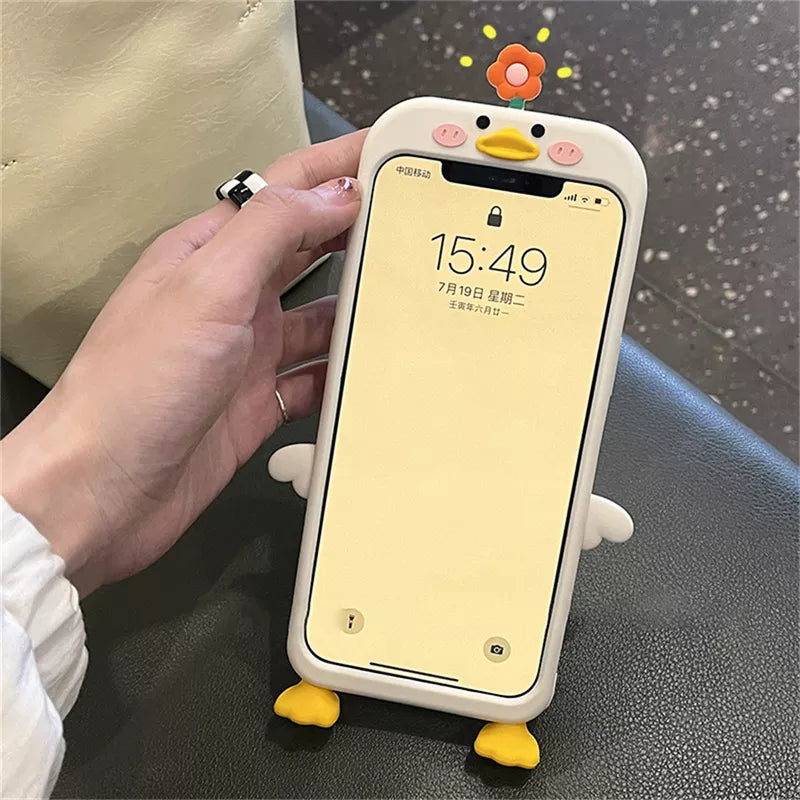 Cartoon Silicone Case For iPhone 15 14 13 12 Pro Plus Protective Soft Cover