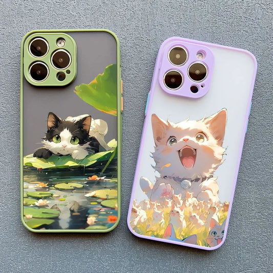 Phone Case For iPhone 13 12 Pro Max 15 14 Pro Max Plus Cute Cat Covers