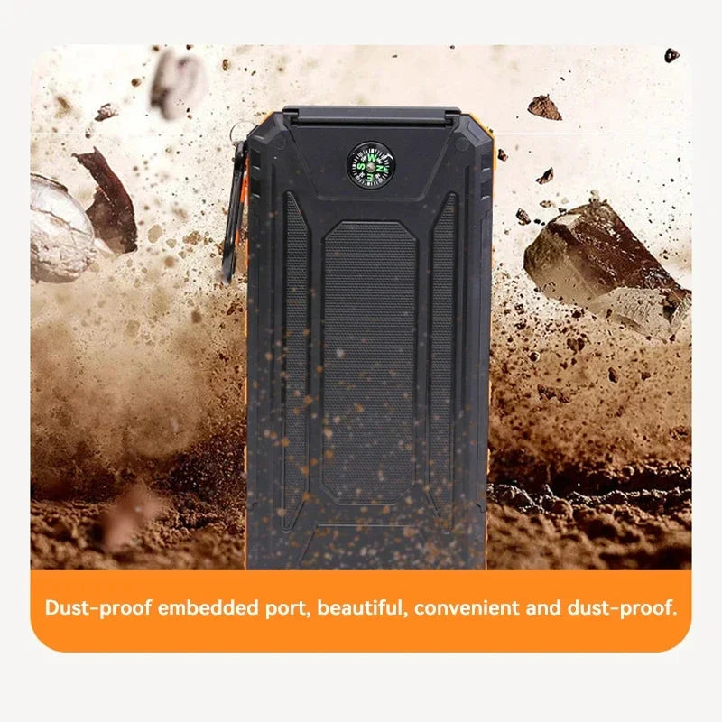 Solar Power Bank Portable Large Capacity Charger Compatible with Fast Charging
