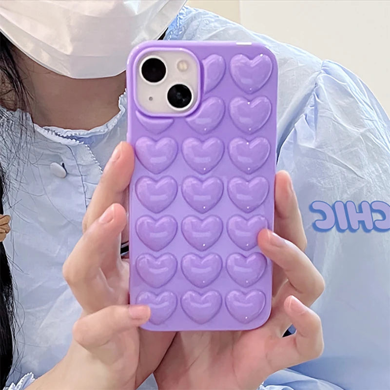 Love Heart Case For iPhone 14 13 12 15 Pro Max Cover