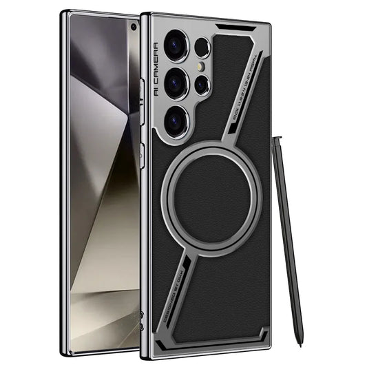 Luxury Plating Plain Leather Phone Case