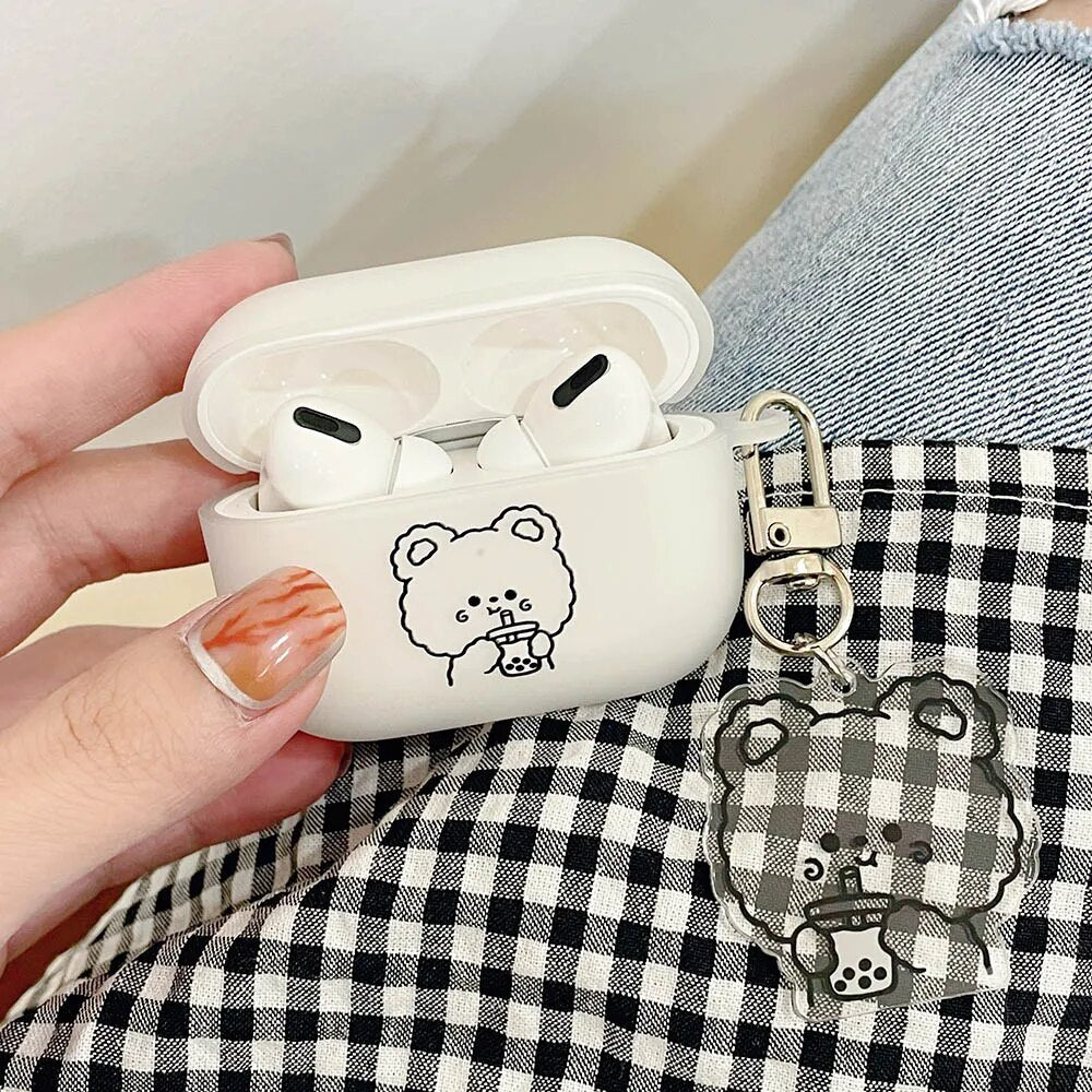 Case for AirPods 3 2 Soft Cute Cover For AirPods Pro Headset Cases with Keyring