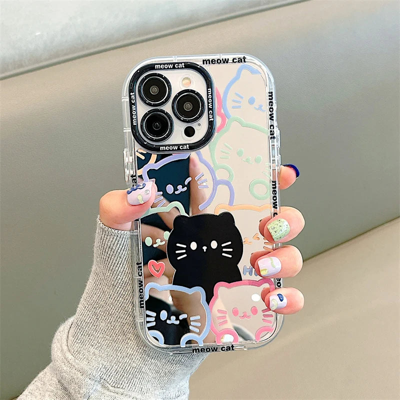 Cute Cat Phone Case For iPhone 14 13 12 15 Pro Max Soft Bumper