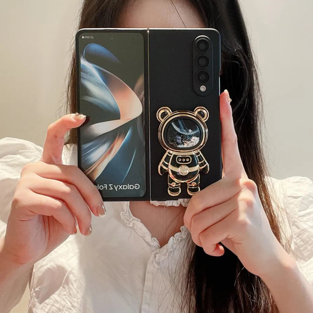 For Samsung Galaxy Z Fold 5 4 3 2 fold4 5G Fashion Cute Stand Holder Matte Phone Case Cover