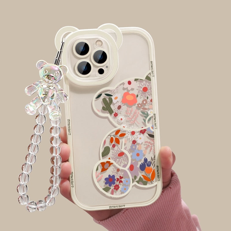 Phone Chain Silicone Case for iphone 14 13 12 Pro Max Clear Soft Cover