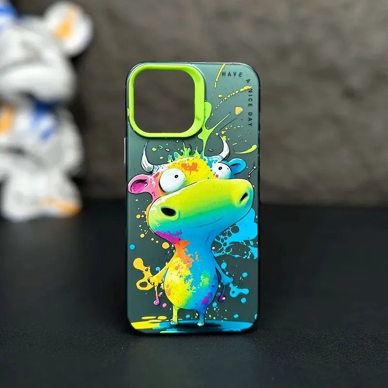 iPhone13 15 14 Pro Max Fashion iPhone Case Cartoon Animal Pattern Matte