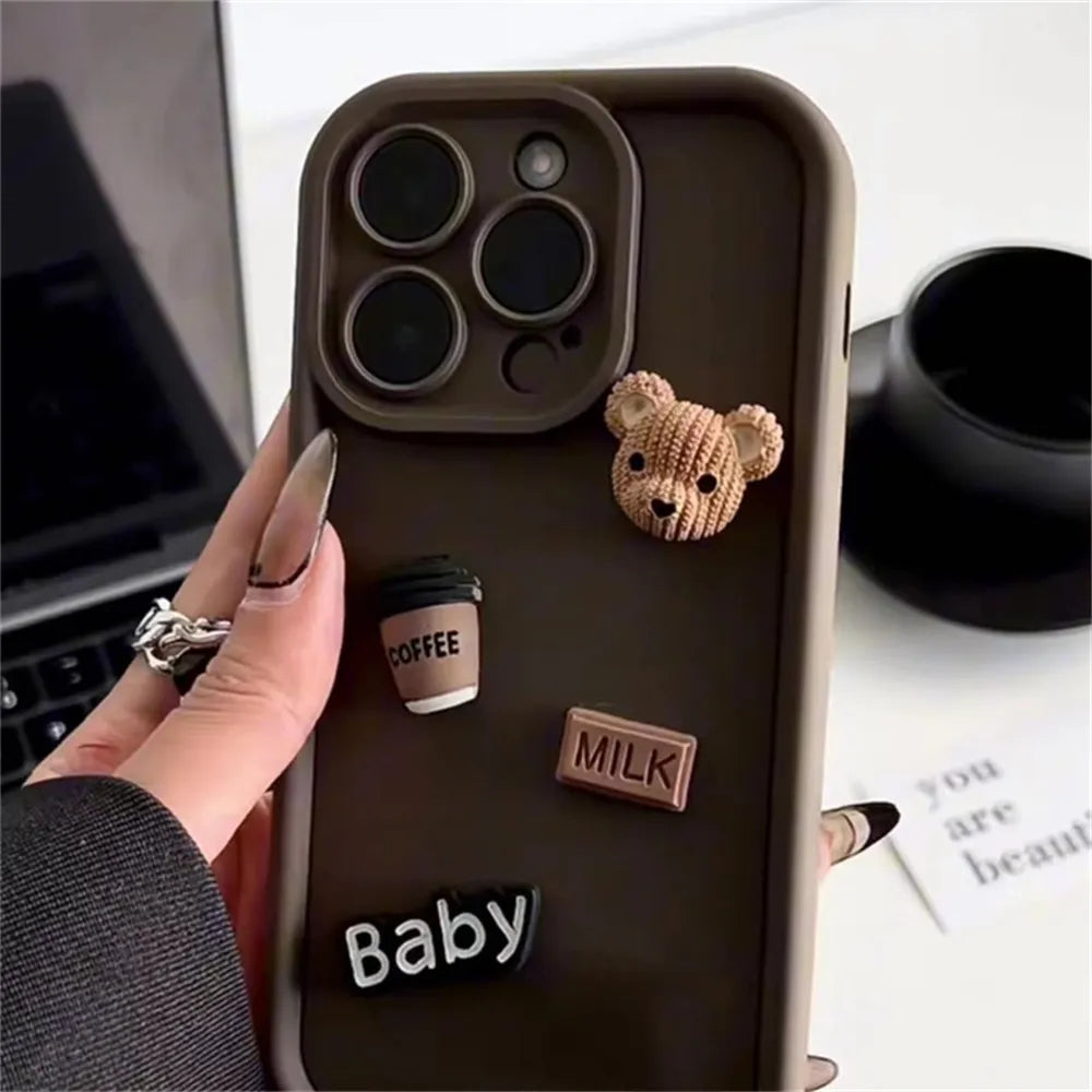 Bear Phone Case For iPhone 13 12 14 15 Pro Max Cartoon Cover