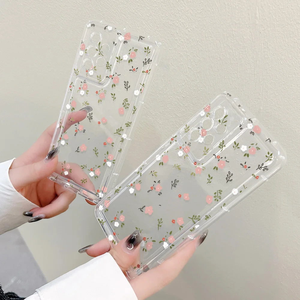 Clear Flower Case For Samsung S20 FE S23 Ultra S22 S21 Cover