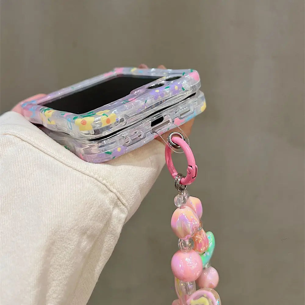 Flower Case With Bracelet Cover For Galaxy Z Flip 4 Z Flip3