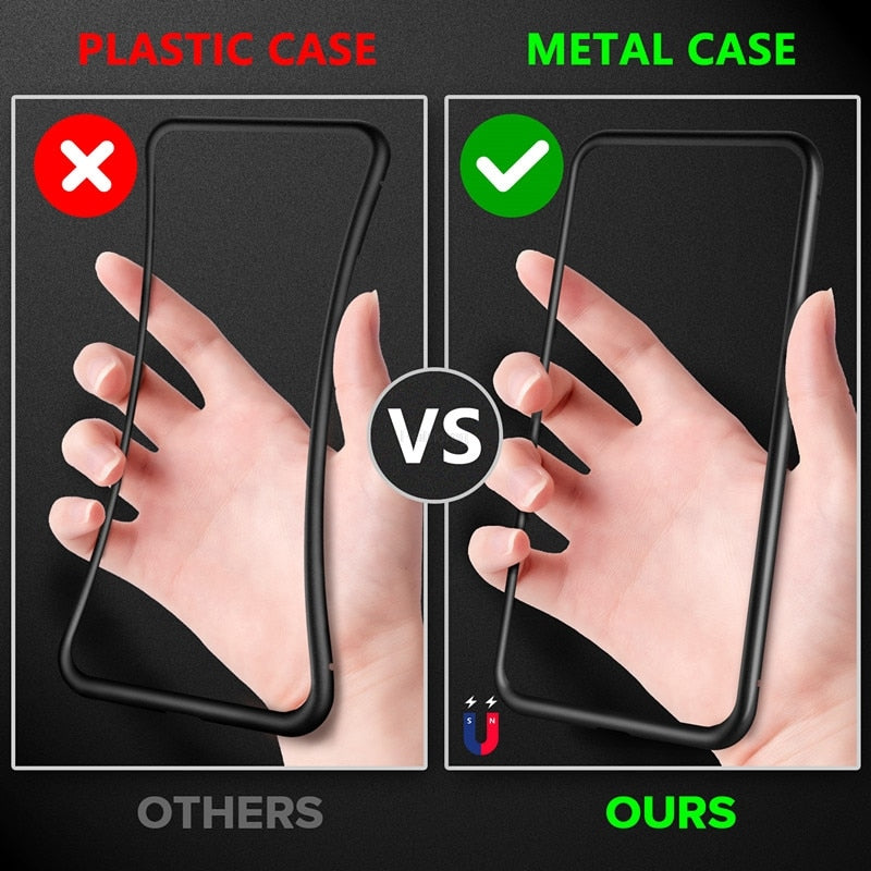 iPhone 15 14 13 12 Magnetic Glass Privacy Metal Case