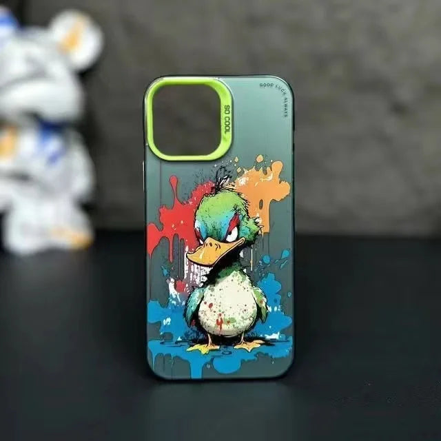 iPhone13 15 14 Pro Max Fashion iPhone Case Cartoon Animal Pattern Matte