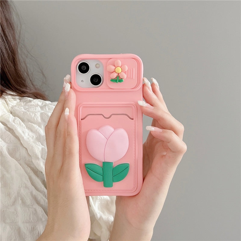 CuteSilicone Wallet Card Case For iPhone 14 13 12 Pro Max Plus Cover