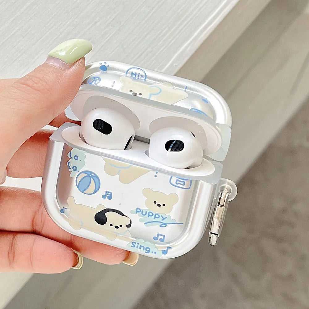 Silver Case For Airpods Pro 2 1 3 Cartoon attern Earphone