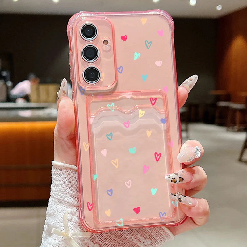 Card Slot Love Heart Case For Samsung Galaxy