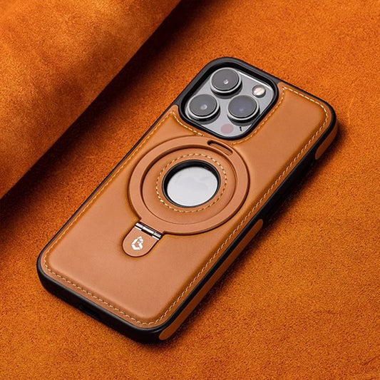 Luxury Leather Magnetic Bracket Ring Case