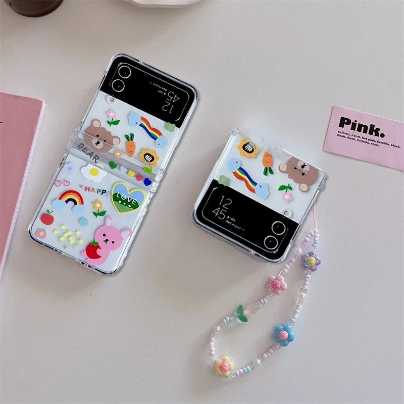 Cartoon Bracelet Phone Case For Samsung Galalxy Z Flip 3 4 5 Cover