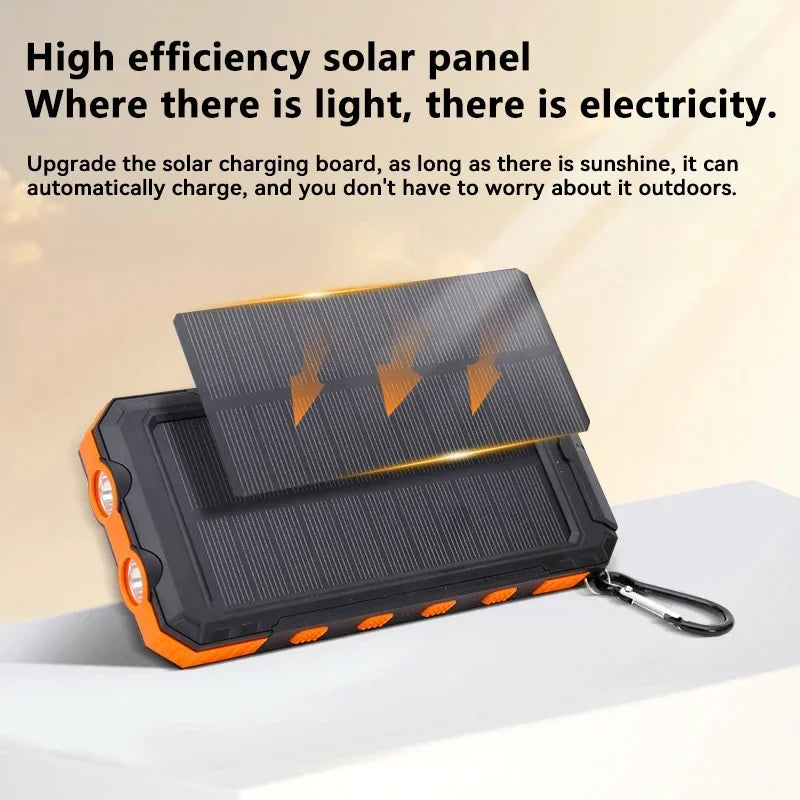Solar Power Bank Portable Large Capacity Charger Compatible with Fast Charging