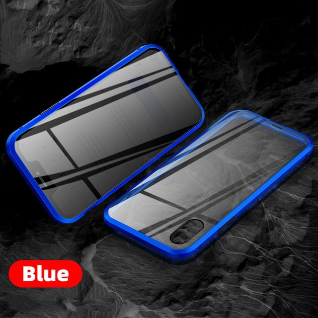 iPhone 15 14 13 12 Magnetic Glass Privacy Metal Case