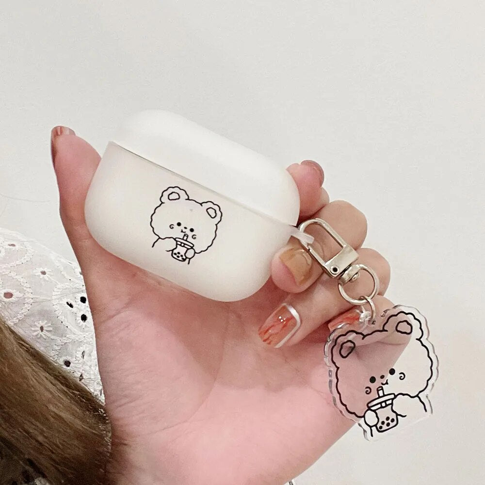 Case for AirPods 3 2 Soft Cute Cover For AirPods Pro Headset Cases with Keyring