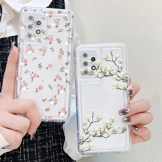 Clear Flower Case For Samsung S20 FE S23 Ultra S22 S21 Cover