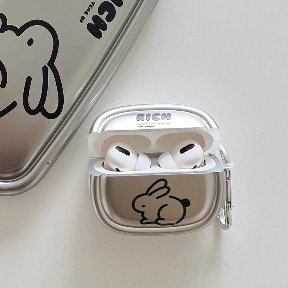 Silver Airpods 1 2 3 AirPod Pro 2 Case with Hook Line