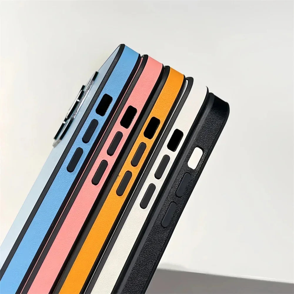 Double Color Leather iPhone Case