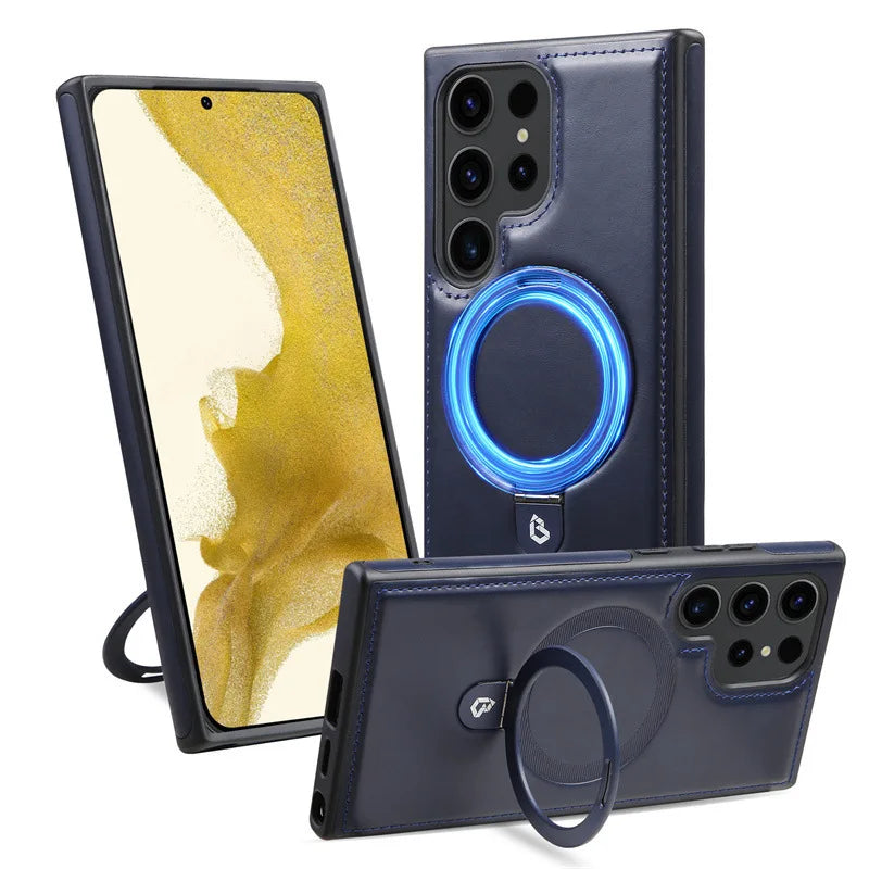 Magnetic Bracket Leather Phone Case\