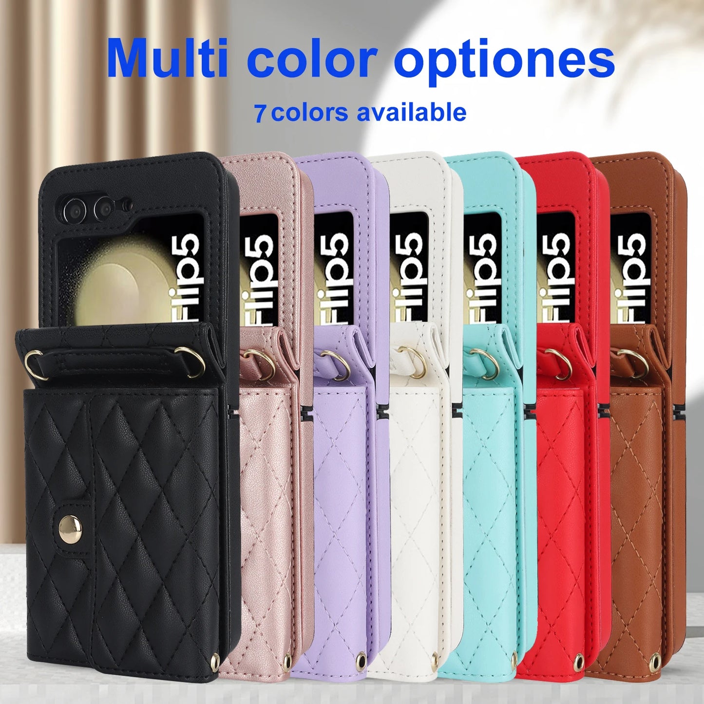 Crossbody Bag Leather Phone Case For Samsung Galaxy Z Flip 5 4 3 Flip5 Flip4 Flip3 5G Wallet Card