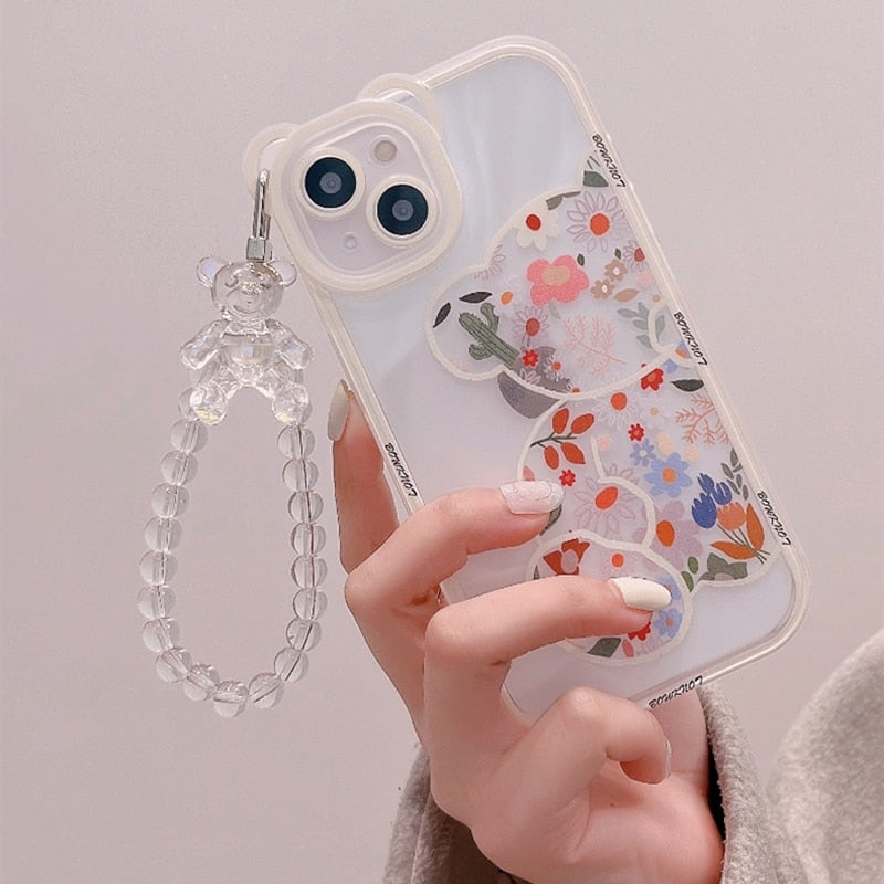 Phone Chain Silicone Case for iphone 14 13 12 Pro Max Clear Soft Cover